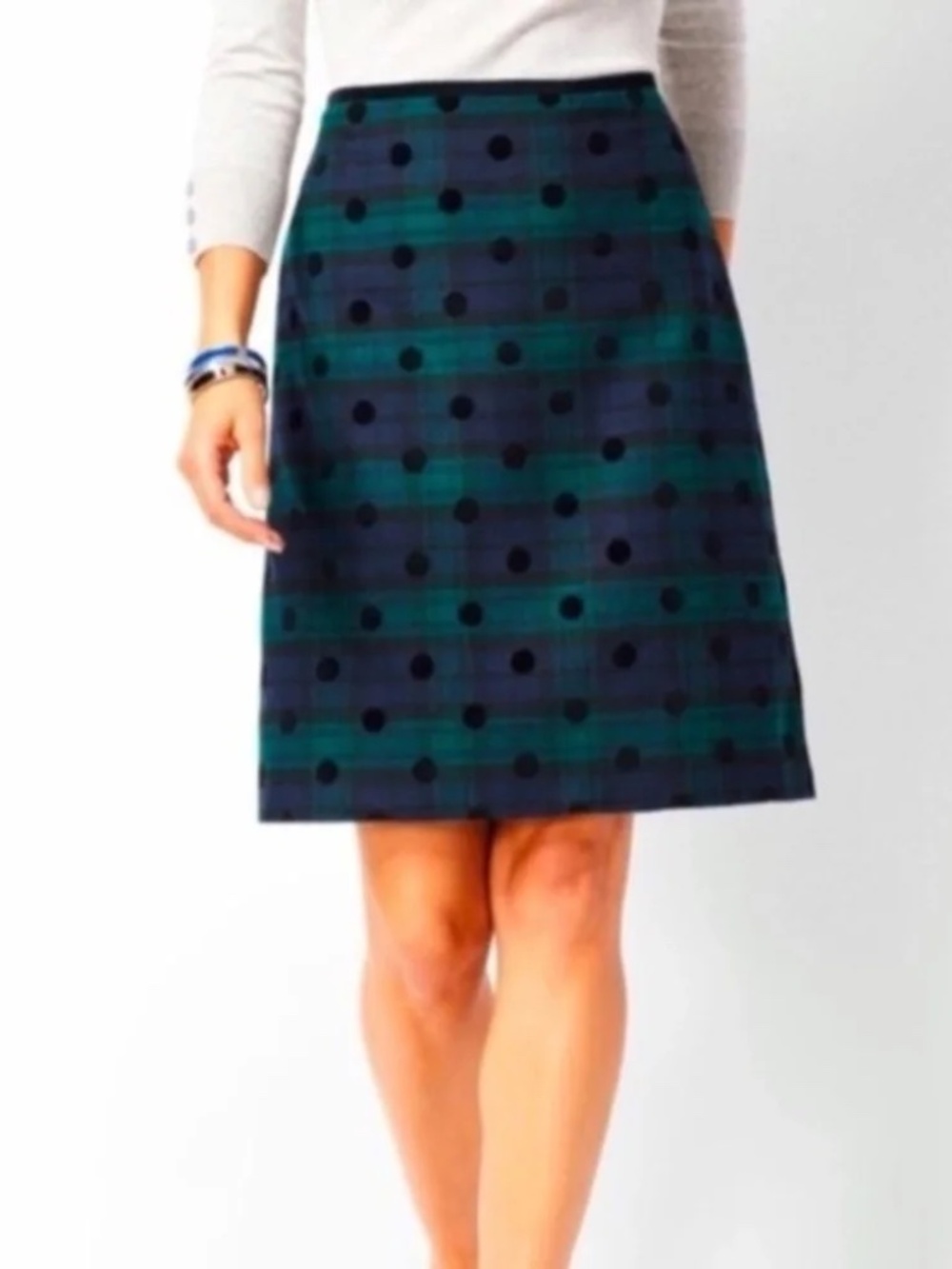 Talbots Blackwatch Plaid Polka Dot Skirt size 4